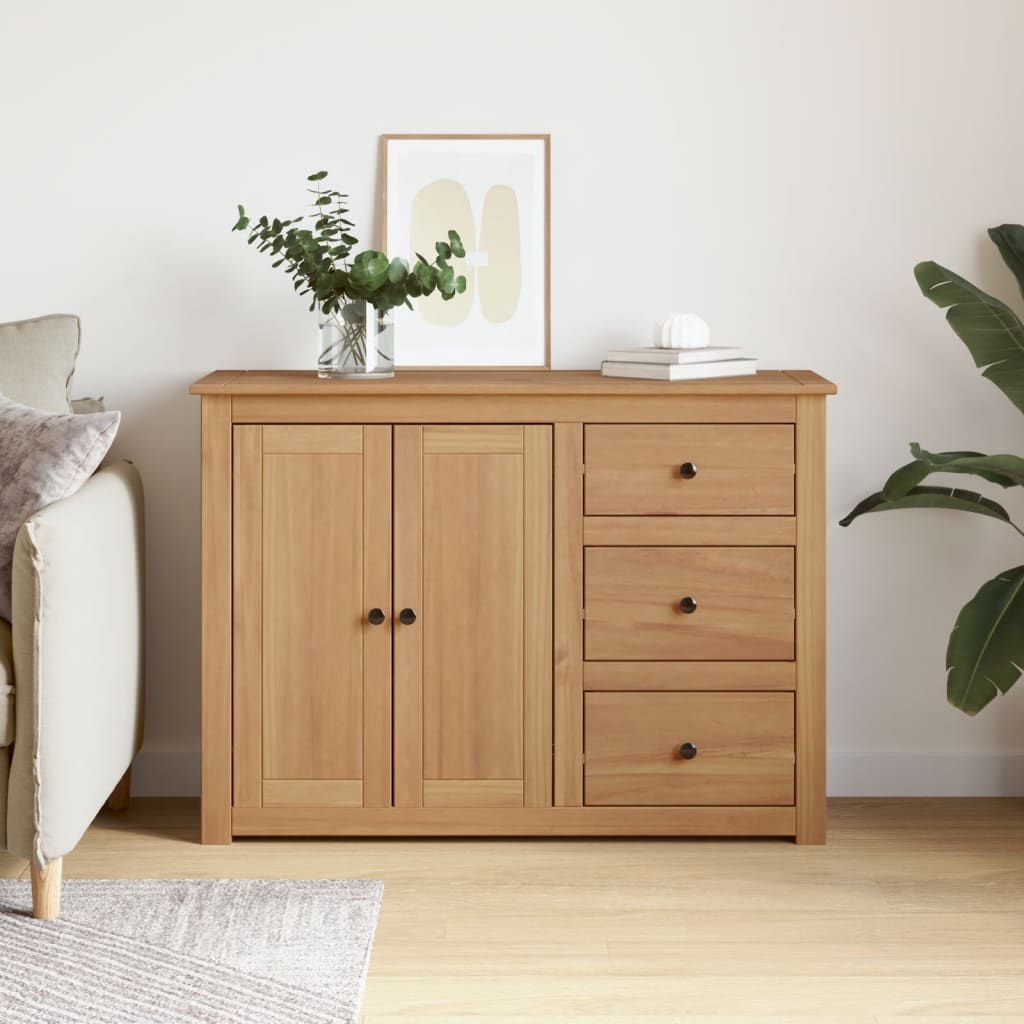 Credenza con Cassetti Panama 112x40x80cm Legno Massello di Pino