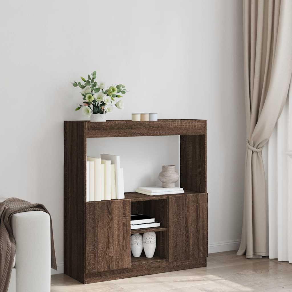 Credenza Rovere Marrone 92x33x100 cm in Legno Multistrato