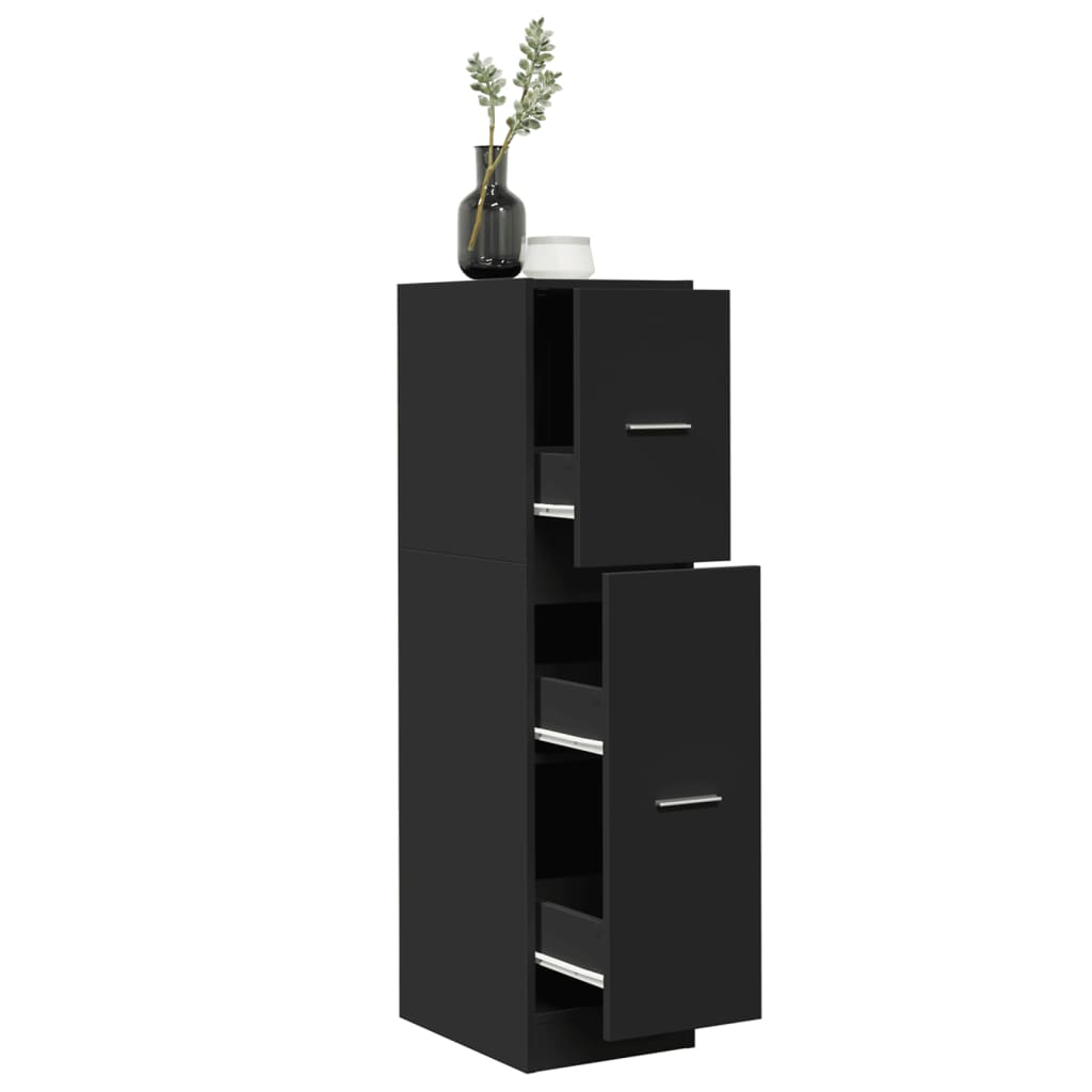Armadietto da Farmacia Nero 30x41x118 cm in Truciolato