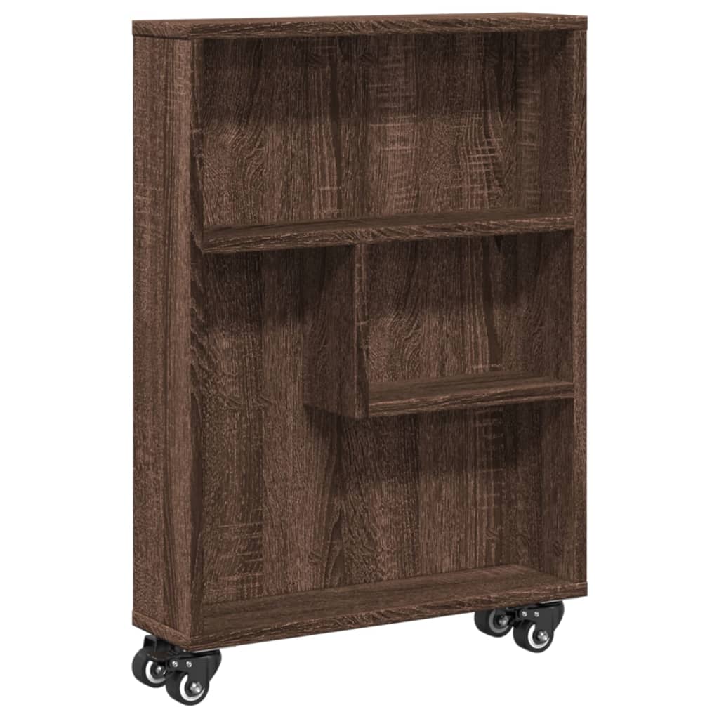 Carrello Stretto Marrone Rovere 48x13x68 cm in Truciolato