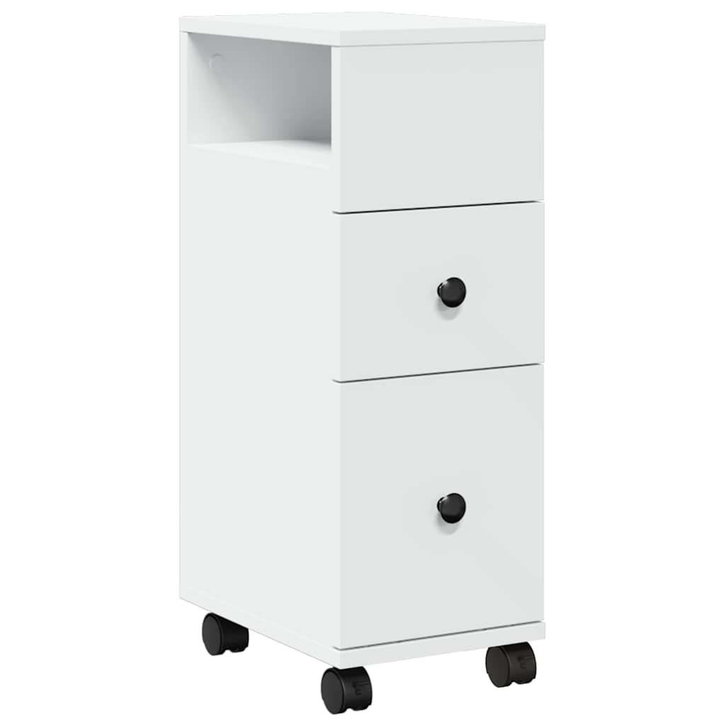 Mobile da Bagno Stretto con Ruote Bianco in Truciolato