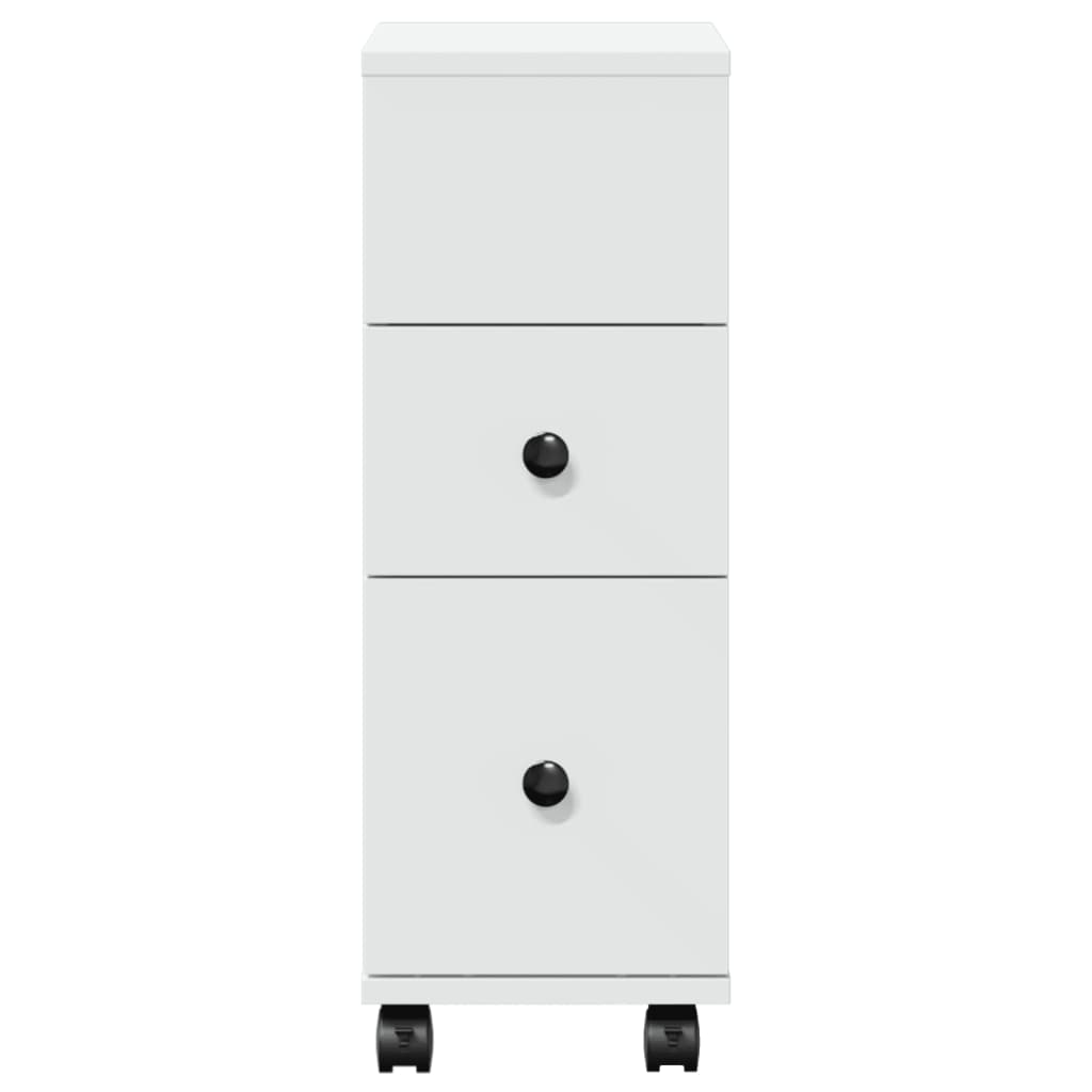 Mobile da Bagno Stretto con Ruote Bianco in Truciolato