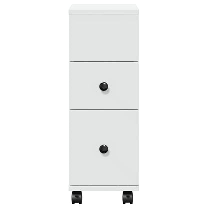 Mobile da Bagno Stretto con Ruote Bianco in Truciolato