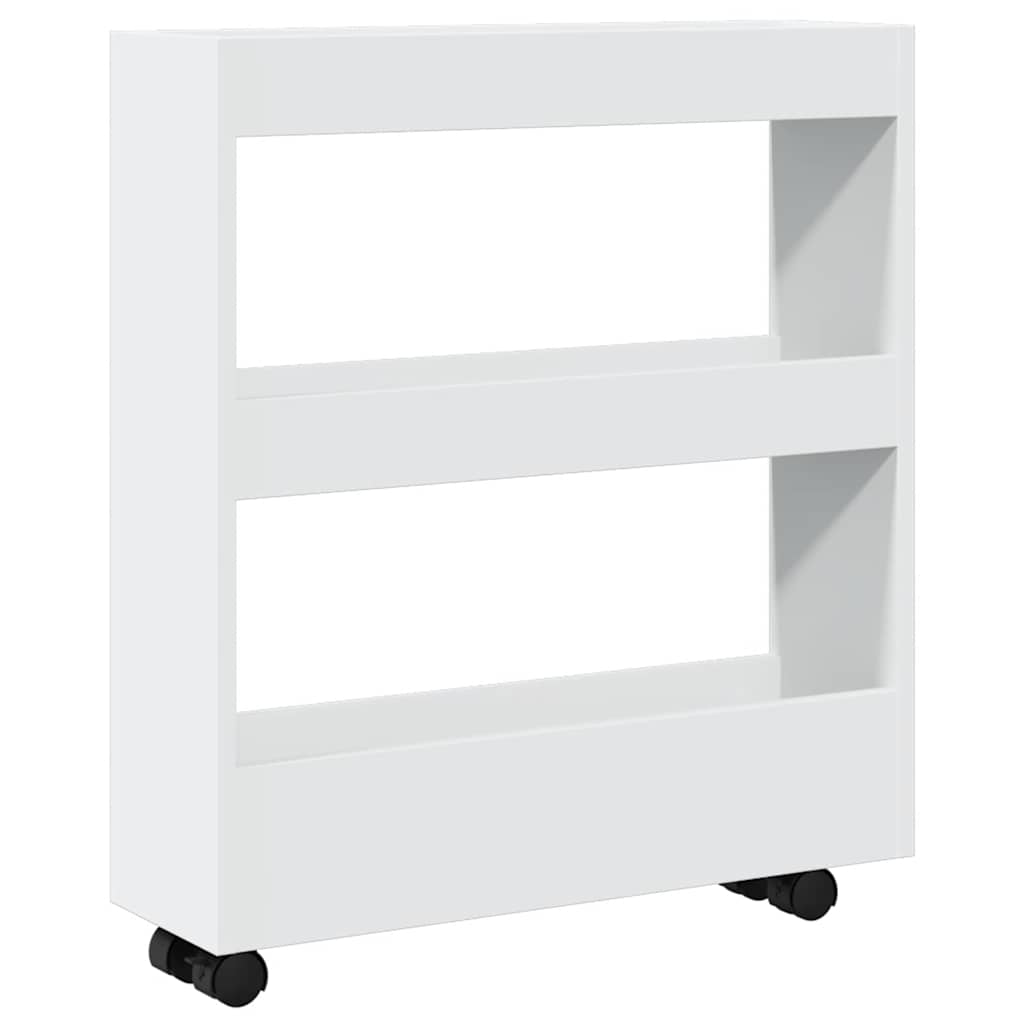 Carrello portaoggetti stretto a 3 ripiani bianco in legno ingegnerizzato