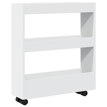Carrello portaoggetti stretto a 3 ripiani bianco in legno ingegnerizzato