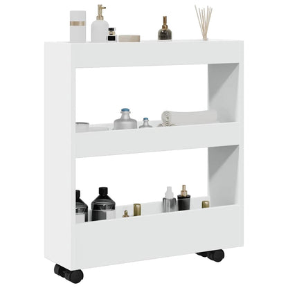 Carrello portaoggetti stretto a 3 ripiani bianco in legno ingegnerizzato