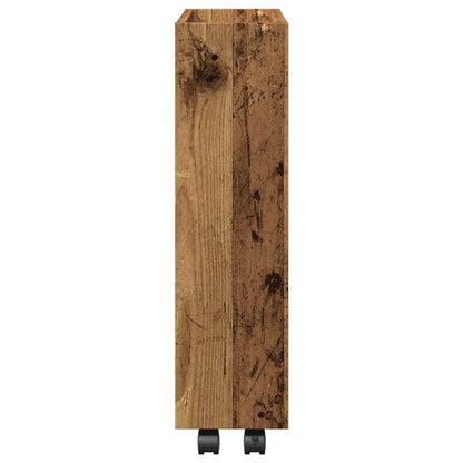 Carrello Stretto a 3 Livelli Legno Vecchio in Truciolato