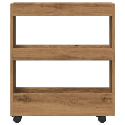 Carrello Stretto a 3 Livelli Rovere Artigianale in Truciolato