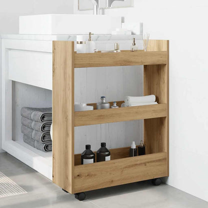 Carrello Stretto a 3 Livelli Rovere Artigianale in Truciolato
