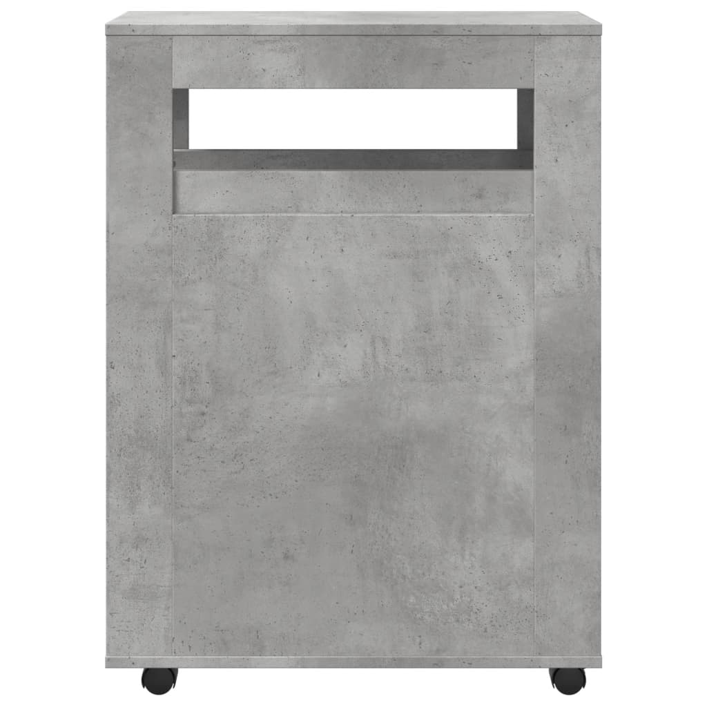 Mobile da Bagno Stretto con Ruote Grigio Cemento in Truciolato