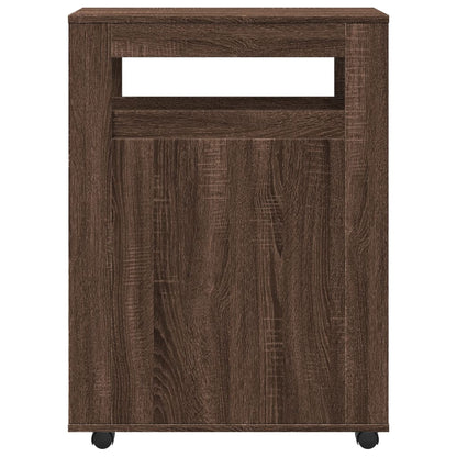 Mobile da Bagno Stretto con Ruote Rovere Marrone in Truciolato