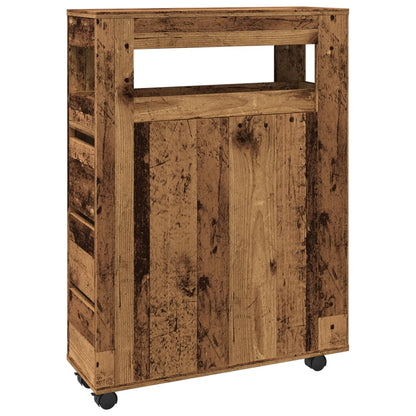 Mobile da Bagno Stretto con Ruote Legno Vecchio in Truciolato