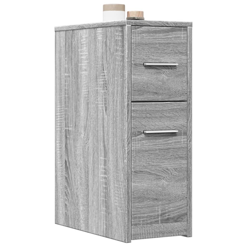 Armadietto da Bagno Stretto con Ruote Grigio Sonoma Truciolato
