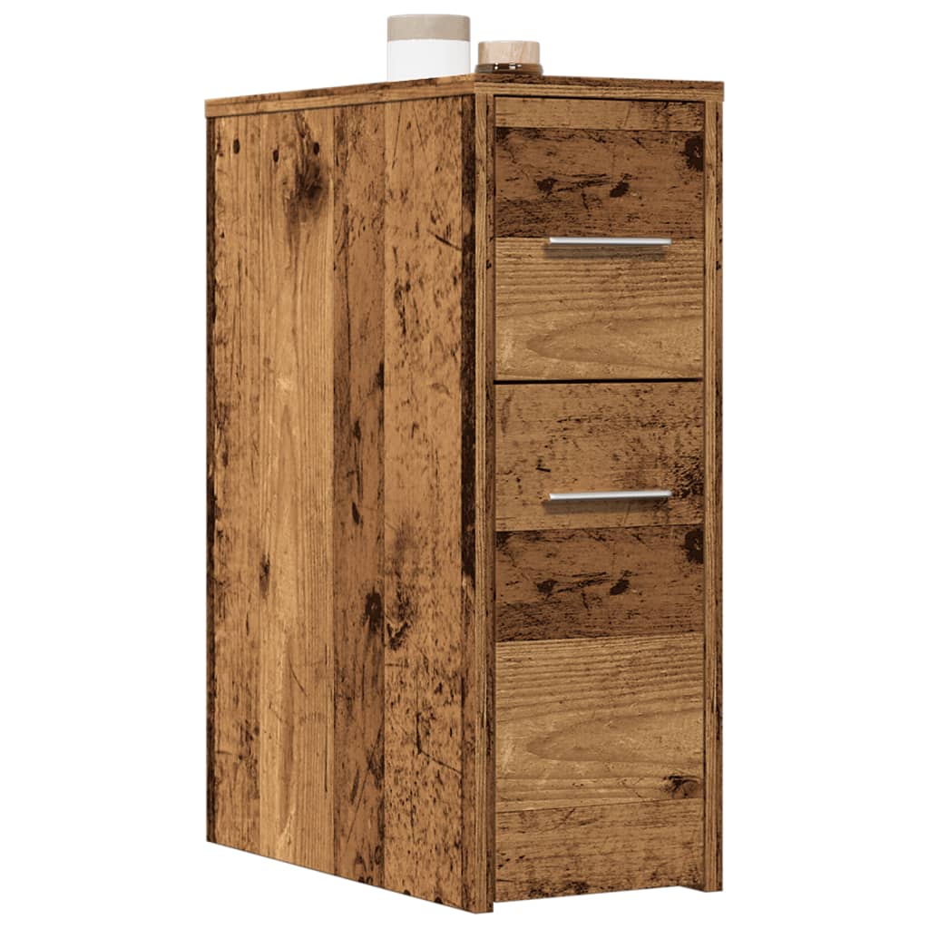 Armadietto da Bagno Stretto con Ruote Rovere Antico Truciolato