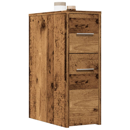 Armadietto da Bagno Stretto con Ruote Rovere Antico Truciolato
