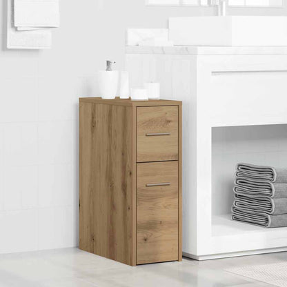 Mobile da Bagno Stretto con Ruote Rovere Artigianale Truciolato