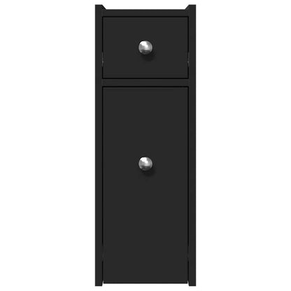 Armadietto da Bagno Stretto con Ruote Nero in Truciolato