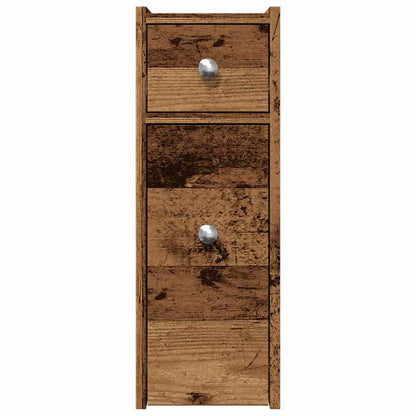 Armadietto da Bagno Stretto con Ruote Rovere Antico Truciolato