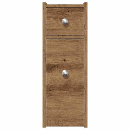 Mobile da Bagno Stretto con Ruote Rovere Artigianale Truciolato
