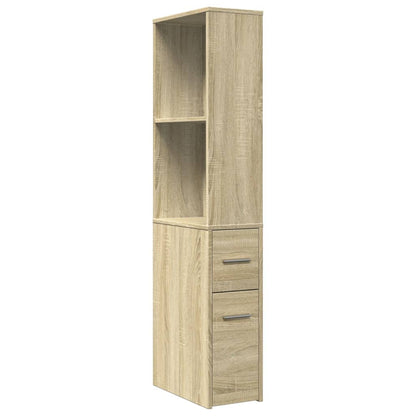 Armadietto da Bagno Stretto con Ruote Rovere Sonoma Truciolato