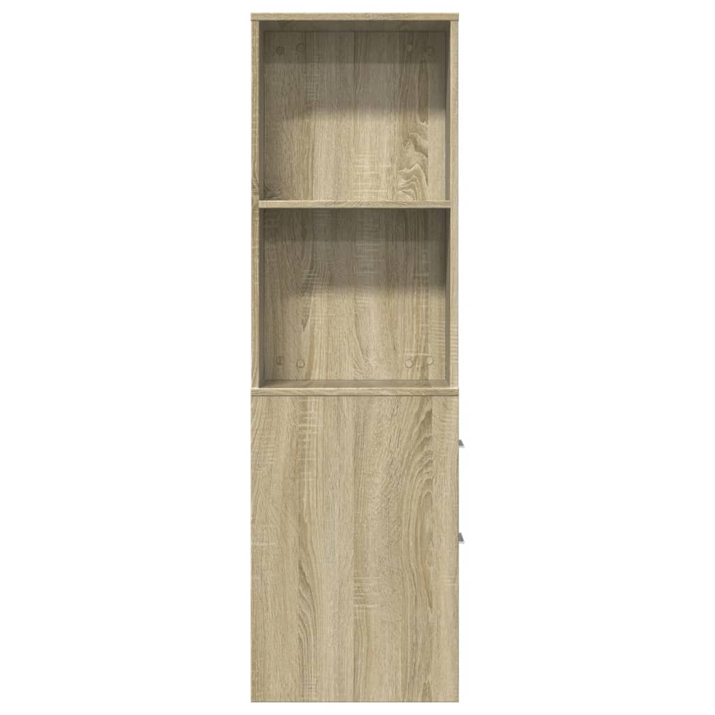Armadietto da Bagno Stretto con Ruote Rovere Sonoma Truciolato