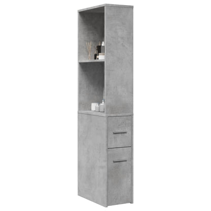 Armadietto da Bagno Stretto con Ruote Grigio Cemento Truciolato