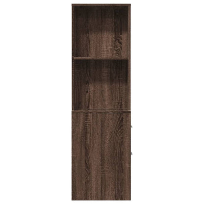 Armadietto da Bagno Stretto con Ruote Rovere Marrone Truciolato