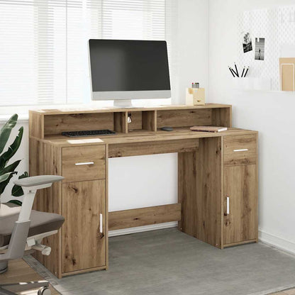 Scrivania con Luci LED Rovere 140x55x91 cm in Legno Multistrato