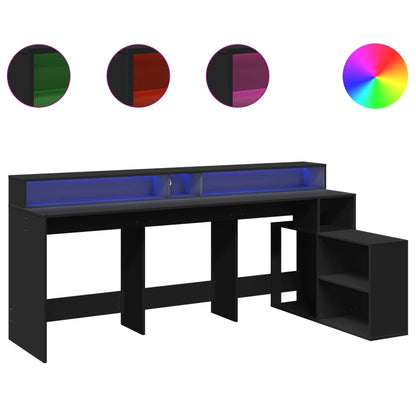 Scrivania con Luci LED Nera 200x104x91 cm in Truciolato