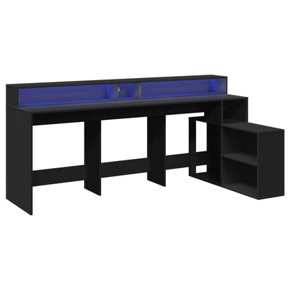 Scrivania con Luci LED Nera 200x104x91 cm in Truciolato