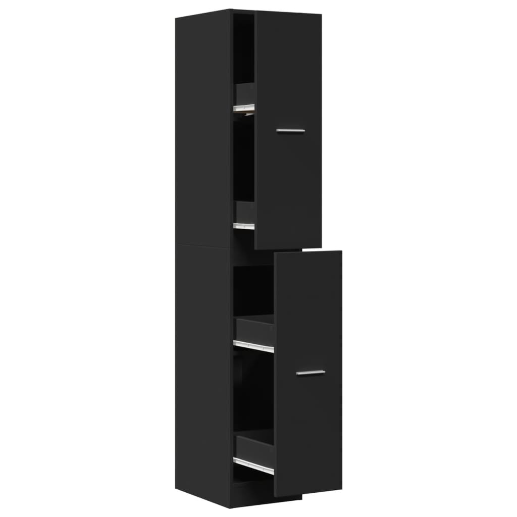 Armadietto da Farmacia Nero 30x41x174,5 cm in Truciolato