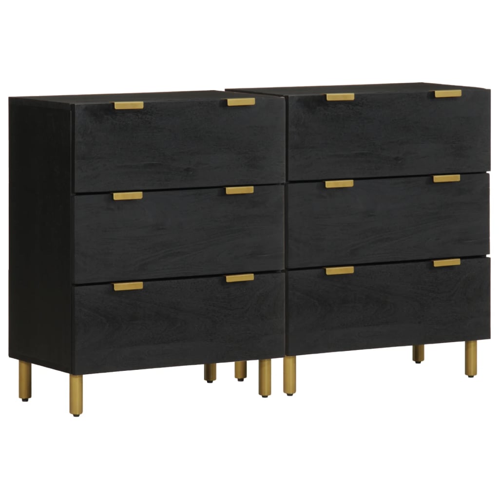 Credenze 2 pz Nere 60x33x75 cm in Legno Multistrato