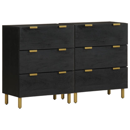 Credenze 2 pz Nere 60x33x75 cm in Legno Multistrato