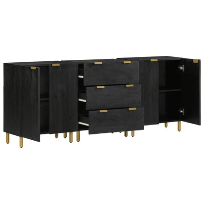 Credenze 3 pz Nere in Legno Multistrato