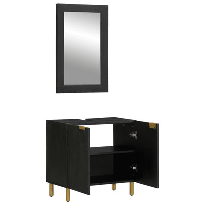 Set Mobili da Bagno 2 pz Nero in Legno Multistrato