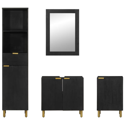 Set Mobili da Bagno 4 pz Nero in Legno Multistrato