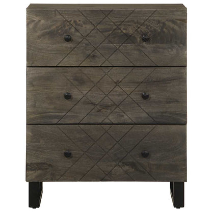 Credenze 2 pz Nere 60x33x75 cm in Legno Massello di Mango