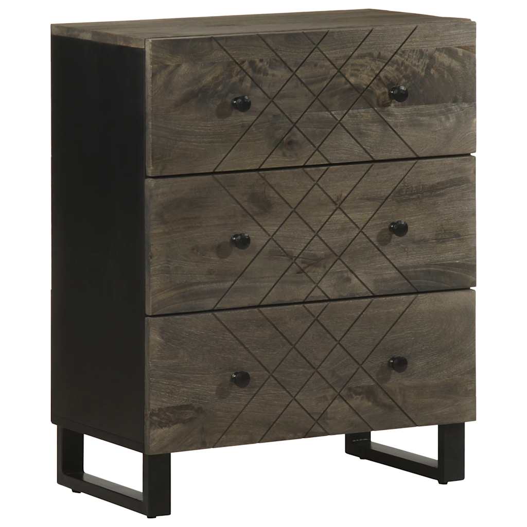 Credenze 3 pz Nere 60x33x75 cm in Legno Massello di Mango