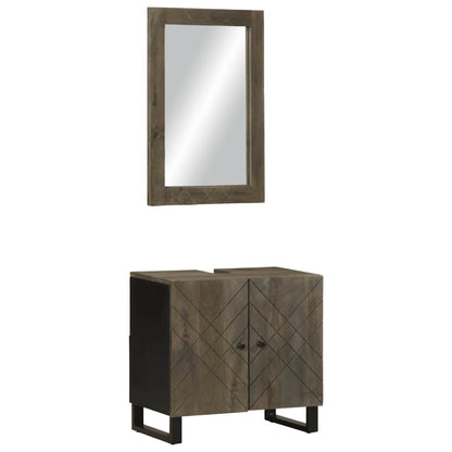 Set Mobili da Bagno 2 pz Nero in Legno Massello di Mango