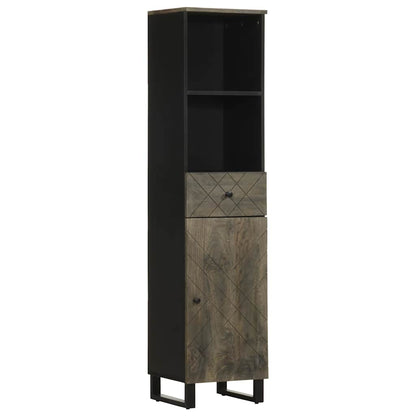 Set Mobili da Bagno 4 pz Nero in Legno Massello di Mango
