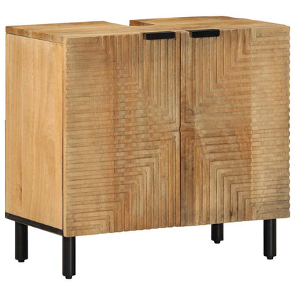 Set Mobili da Bagno 3pz Marrone in Legno Massello di Mango