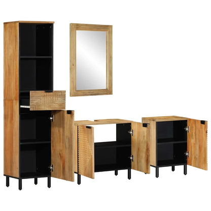 Set Mobili da Bagno 4 pz Marrone in Legno Massello di Mango