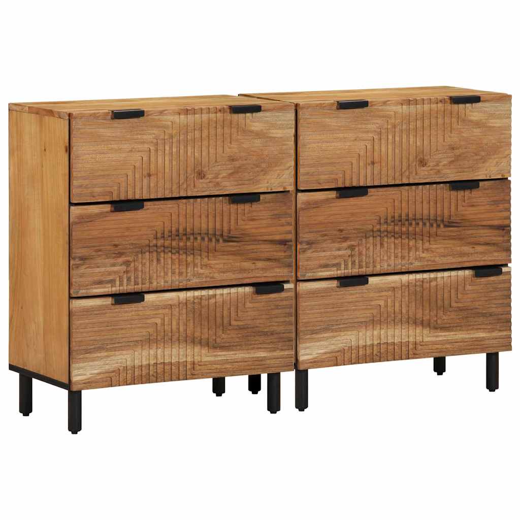 Set di Credenze 2 pcs Naturale Legno di Acacia Massello