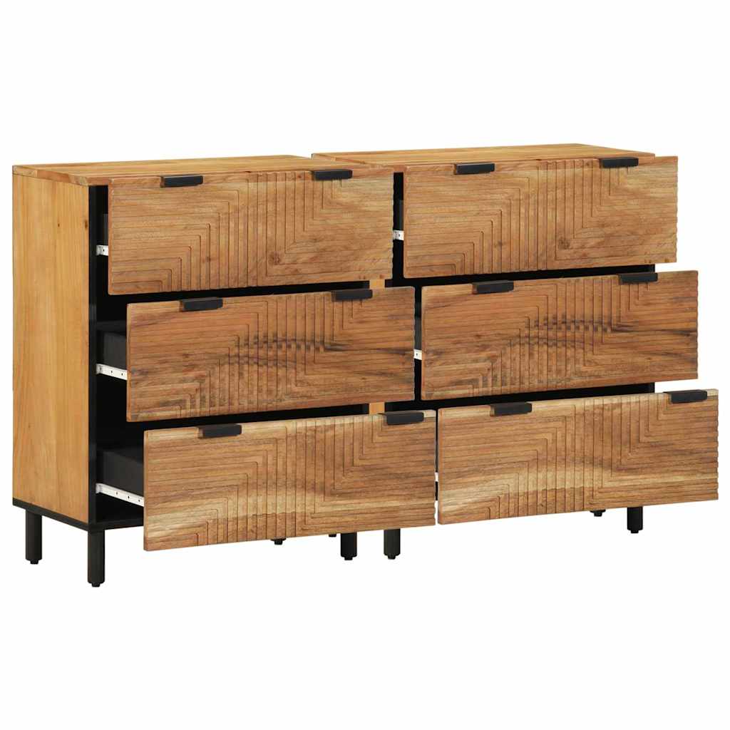 Set di Credenze 2 pcs Naturale Legno di Acacia Massello