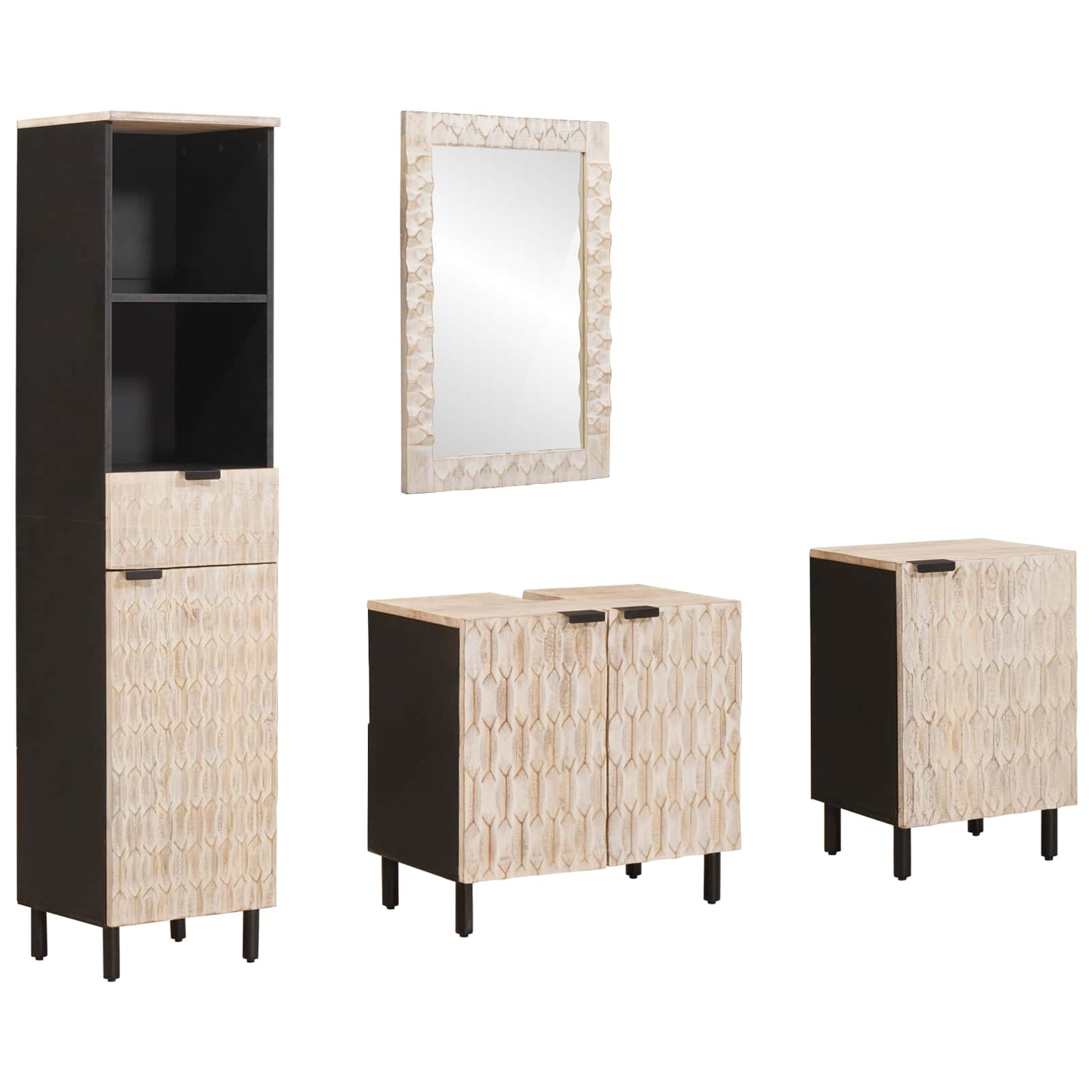 Set da Bagno con cassetto 4 pcs Finitura Bianco Lavato