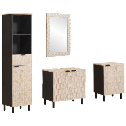Set da Bagno con cassetto 4 pcs Finitura Bianco Lavato