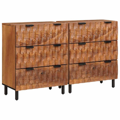 Credenza 2 pcs Finitura Marrone Acacia 60 x 33 x 75 cm