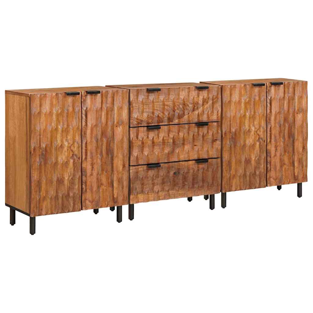 Credenza 3 pcs Finitura Marrone Acacia 60 x 33 x 75 cm