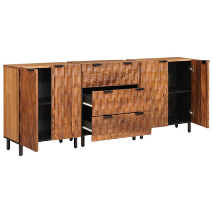 Credenza 3 pcs Finitura Marrone Acacia 60 x 33 x 75 cm