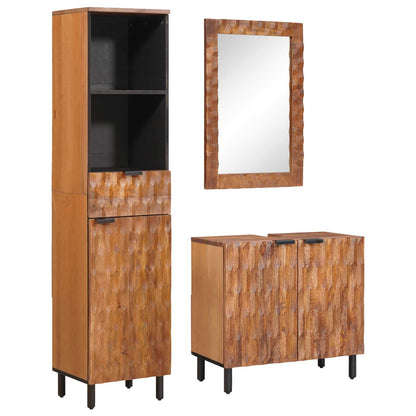 Set da Bagno con cassetto con porta 3 pcs Acacia Marrone Winish